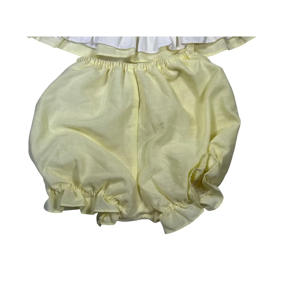 Vintage I Love Grandma Baby Girl‎ Outfit Yellow White Embroidered 12 Months 2pc